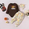 Clothing Sets Baby Boy My First Thanksgiving Day Clothes Set Turkey Print Romper Pants Hat 3 Pcs Infant Fall Winter Outfit