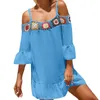 Robes décontractées 2024 Summer Fashion's Crochet Bikini Beach Slip Outout Irregular Off the Spowder Cover Ups Beachwear