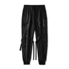 Pantalon masculin 11 joggers de cargaison fonctionnels tactiques de BYBB BYBB Ribbons Streetwear Hip Hop Multi-poche Black WB189