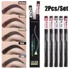 Lulaa 2pcsset natürliche Mikrobladungsstifte Augenbrauen Tattoo Pen 4 Gabel Spitzen Feine Skizze wasserdichte flüssige Augenbrauenstifte Fourclaw 2003748