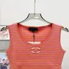 Camisoles & Tanks designer High quality 2024 summer new French style small fragrant striped knitted camisole sleeveless vest for women, slimming down 8FV6