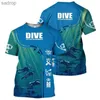 Мужские футболки Mens Summer Sports 3D-печатная футболка Unisex Diving Art Sports Свитер Свитер Случайный модный с коротким рукавом Ope Oper Lize Street Topxw