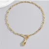 Advanced metal snake necklace with diamond inlay retro and elegant light luxury style collarbone chain new for women wearing AB202
