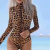 Frauen Badebekleidung surfen BodySuit Chic Langarmes Sommer Badeanzug Reißverschluss Unterwasser Aktivität Sommer Badeanzug Frauen Kleidung