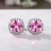 Stud Huitan Bright White/Yellow/Pink CZ Stud أقراط للنساء للأزياء المجوهرات المتعاقد عليها عالي الجودة.