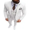 Slim Beige Wedding Tuxedos 2024 Peaked Lapel Men Blazers Waistcoat Fitted Farm Wedding Suits Three Pieces Prom Bespoke Satin Groom Ceremony Dinner Suit 2024