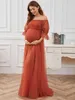 Maternity Dresses Elegant Pregnant Women Photoshots Long Dress Solid Shoulder Evening Party Bride Q240427