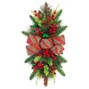 Decoratieve bloemen Winter Kerstmiskrans swag glanse kerstdecoratie trap krans met lichte touw muurraam hangend ornament voor thuis