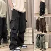 Herrbyxor Regelbundet passar Herr Street Mens Commercial Pants med flera fickor Löst passform och elastisk midja som är lämplig för hiphop model2404