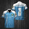 Camisas casuais masculinas 2024 camisa havaiana Guatemala Flag 3D Impressão Havaí Nome personalizado e tampas de manga curta feminina