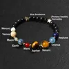 Galaxia de universo con cuentas ocho planetas Pulseras Guardianes del sistema solar Cuentas de piedra natural Joyería