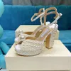 Crystal High Heels Wedding Dress Shoes High end Cinderella Bride Choo Water Diamond Pearl Womens Fashion Pearl high heels 35-40
