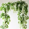 7ft 2m Blumenschnur künstliche Wisteria Vine Girlande Pflanzen Laub Laub im Freien nach Hause nachzuhalelnden Blume gefälschte Blume Hanging Wanddekoration 240424