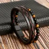 Bracelets de charme bracelet en cuir de haute qualité Men de la mode classique Tiger œil multiporcé multiplié pour cadeau de bijoux en gros