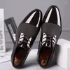 Sapatos casuais homens couro 2024 trajes formais de alta qualidade Lace Up Business and Leisure Oxford Brand Wedding pontiagudo