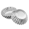 Moulds Reusable Nonstick Ripple Egg Tart Mold Aluminum Alloy Flower Shape Cupcake Mold Pudding Jelly Mold Muffin Baking Cup 10pcs/set