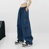 Pantaloni harem di jeans high street da donna grande design tascabile sciolto per donne 2024 primavera autunno streetwear denim