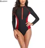 Swimwear féminin 2024women's Summer Long Manches à manches longues Sport Sport Sexy One Piece Color Bloc Monokini Bathing Chariots Female Bodys Femme