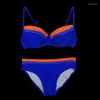 Menas de banho feminina 2024 Bikinis Bikinis Mulheres de maiô de maiô de altas ternos de banho Swim Halter Top Push Up Bikini Sport Sports Brasileiro