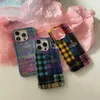 Mobiltelefonfodral Multicolour Stripe Plaid Splicing Cross Planet Cover Case för iPhone 14 13 12 11 Pro Max Sock Sock Secast Protective Phone Case J240426