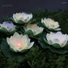 装飾的な花ベージュロータスカラーLEDナイトライト人工防水光ファイバーフローティングフラワーヘッドリリーウェディングパーティーの装飾