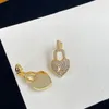 Pendientes de oro Pendientes Pendientes Diamantes de diamantes Pendientes de joyas para mujeres Lock Pendientes de corazón