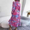 Abiti casual Donne 2024 Summer Dress Beach Contrasting Colore contrastante luminoso Mungive lunghe a maniche lunghe cravatta Fashion Vestidos