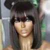 Synthetic Wigs 100% density straight Bob wig with bangs short all machine designed for women to make human hair wigs Q240427