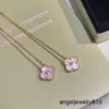 Designer sieraden van ketting goud zilveren rosé goud hanger middelgrote vier blad diamant luxe klassieker voor dames multicolor met doos