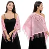 Lenços femininos lenço de triângulo de tassel para oração xale de renda bordada pingente de banquete de cobertura floral de cobertura floral