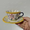 Koppar som exporteras till Japan underglasyr färgad exotisk stil handgjorda oregelbundna kaffe och plattor/te med plattor