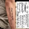 Tatoo Transfer 210*100 mm czarny litera Tatuaż postać mężczyźni Kobieta ciało ramię ręka sztuka rysunek tymczasowy wodoodporny duży naklejki na tatuaż 240426