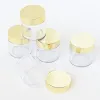 Flessen 20/50/100 stks goud deksel heldere lege navulbare flessen 10/30/60 ml make -up reiscontainers cosmetische pot voor acryl poeder glitter