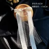 Bröllopshårsmycken Korea Simple Cut Edge Bridal Veil Satin Ribbon Bow Netting White Handmade Wedding Veil For Bride Perform Party