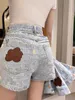 Women's Shorts designer The correct version of the Donkey Family Tyler collaboration series full print jacquard macaron denim shorts dopamine hot pants for women 8D7