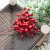 Fleurs décoratives 6 branches artificielles Berries de Noël de haricots rouges artificiels Bouquet Foam Fake Fruits Plantes Potted Home Garden Decor Outdoor Po