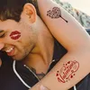 Tattoo-overdracht 10 vellen Valentijnsdag Tattoo-stickers voor koppels Rose Love Heart Gift Cake Patroon Tijdelijk Tattoowater Proof voor 2-5 dagen 240427