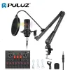 Microphones Pulluz Bluetooth Sound Carte Mixer réduction du bruit Microphone Voice Live Broadcast Kits pour téléphone chant le jeu YouTube Tiktok
