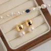 Stud -oorbellen Gestructuur Charm Cast Brand Big Natural Freshwater Pearls 18K Gold PVD PLATED stijlvolle sieraden