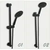 Controls Wall Mounted Black Coating Shower Bar 3 Function Spray Hand Shower Head Stainless Steel Hose Adjustable Bathroom Sliding Bar