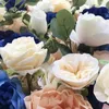 Fleurs décoratives en soie artificielle Plantes de rose roulée Panneau mural de fleur dans la salle de mariage Hall Décoration de fond pour l'événement Champagne bleu royal