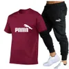 2024 Trend maschile in estate Trend Solido Sump Simple Suit Casual-Shirt Casual + Pantaloni sottili Set a due pezzi casual