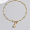 Advanced metal snake necklace with diamond inlay retro and elegant light luxury style collarbone chain new for women wearing AB202