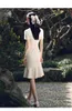 Vêtements ethniques 2024 Summer Cheongsam Slim Fashion Femmes Fishtail Robe Sexy Sexy Short Sleeve Beige Qipao