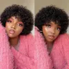 Synthetic Wigs Pixie short African curly Bob human hair wig with bangs suitable for Brazilian women Remi to wear then natural brown twisted Q240427
