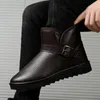 Bottes hiver pour hommes Randonnée plate Boot de la cheville Round Toe Casual Emph Bottom Outdoor Shoes plus Velvet Keep Warm All-Match Modèle