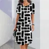 Womens Dresses Striped Printed Elegant Casual Vintage Y2k Bohemian Style Fashion Large Size Short Sleeve Dress 240425