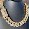 Tensione di tendenza personalizzata di alta qualità da 22 mm Cuban Link Catena di diamanti Moissanite 925 Sterling Silver White Giallo Diamante Gold