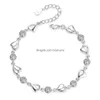 Ketting 925 Sterling Sier Bracelet Sieraden Hoogwaardige Retro hartvormige bruiloft Kubieke Zirkonia Lengte 20 cm Q240401 Drop Delivery Dhlym