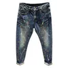 Mäns jeans hösten ny vintage män tie färgämne mode gata klädmålning prick graffiti hip hop trend ultrat tunna byxor q240427